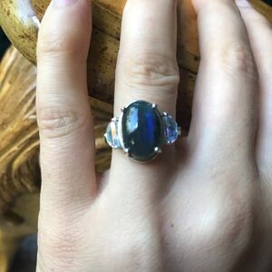Natural Labradorite Mystic Topaz Sterling Silver Ring